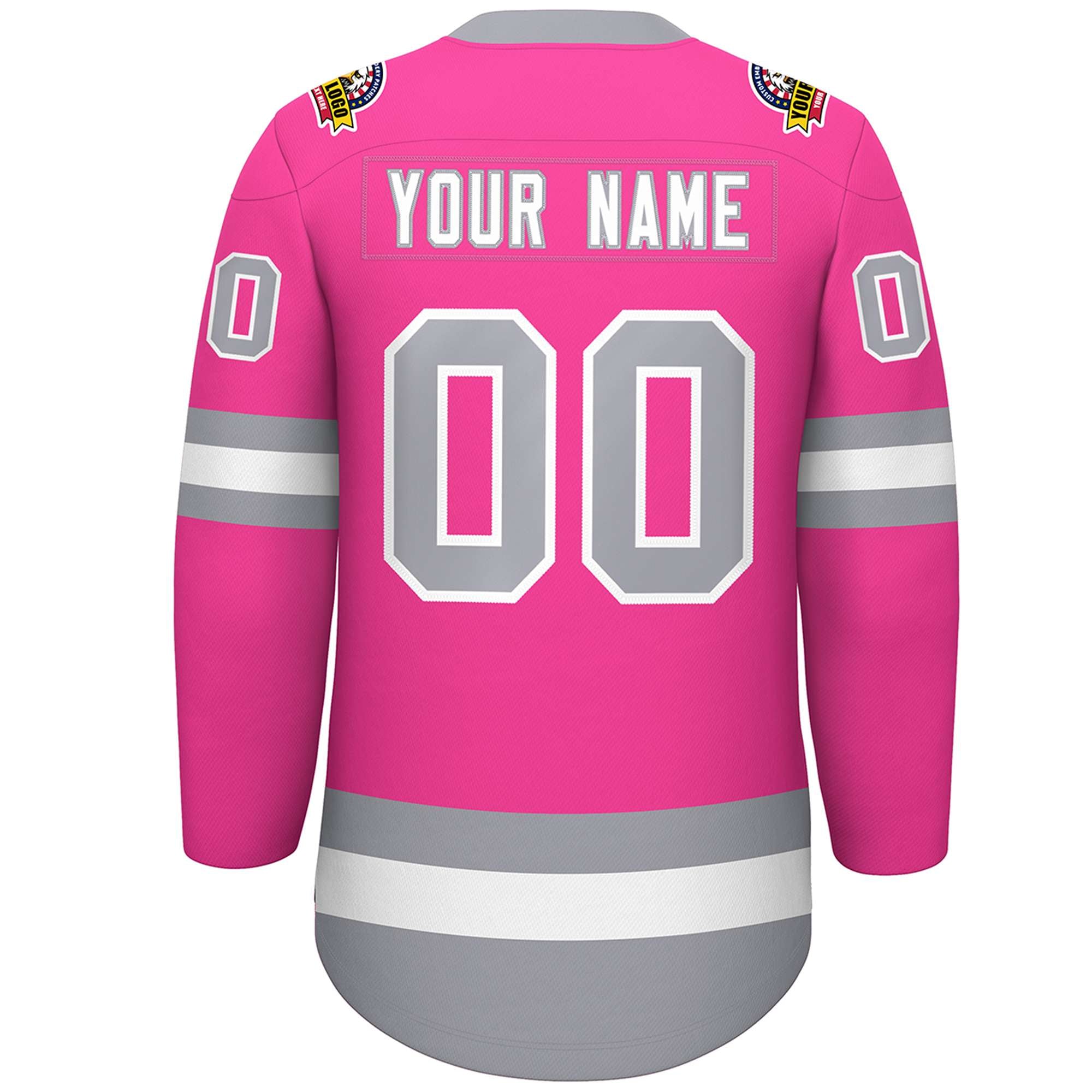 Custom Pink White-Gray Lace-Up Neck Hockey Jersey | KXKSHOP