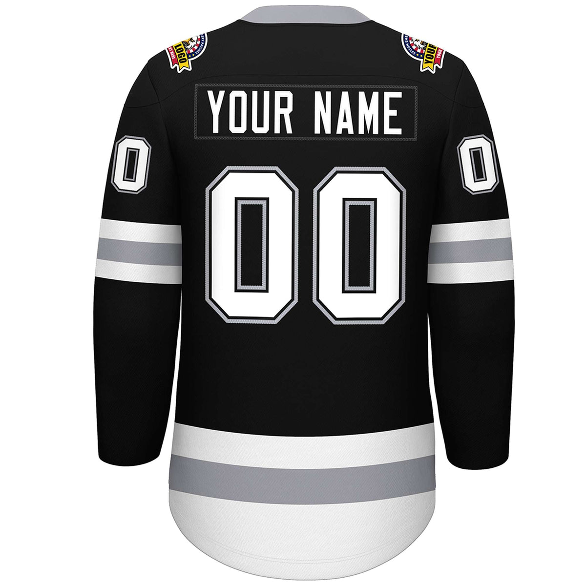 Custom Black White-Gray Lace-Up Neck Hockey Jersey | KXKSHOP