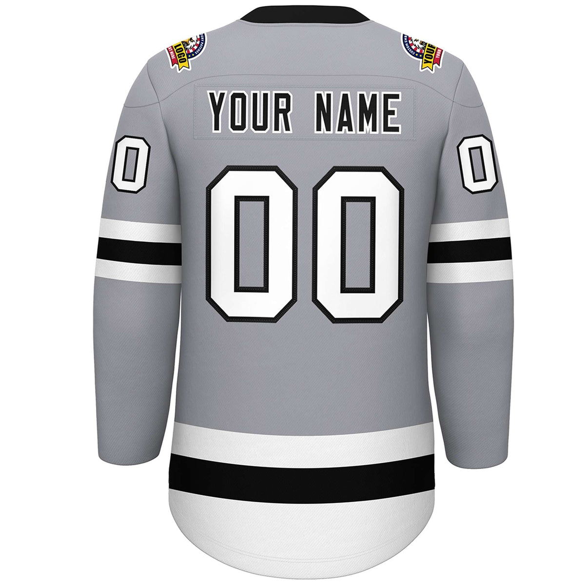 Custom Gray Black-White Lace-Up Neck Hockey Jersey | KXKSHOP