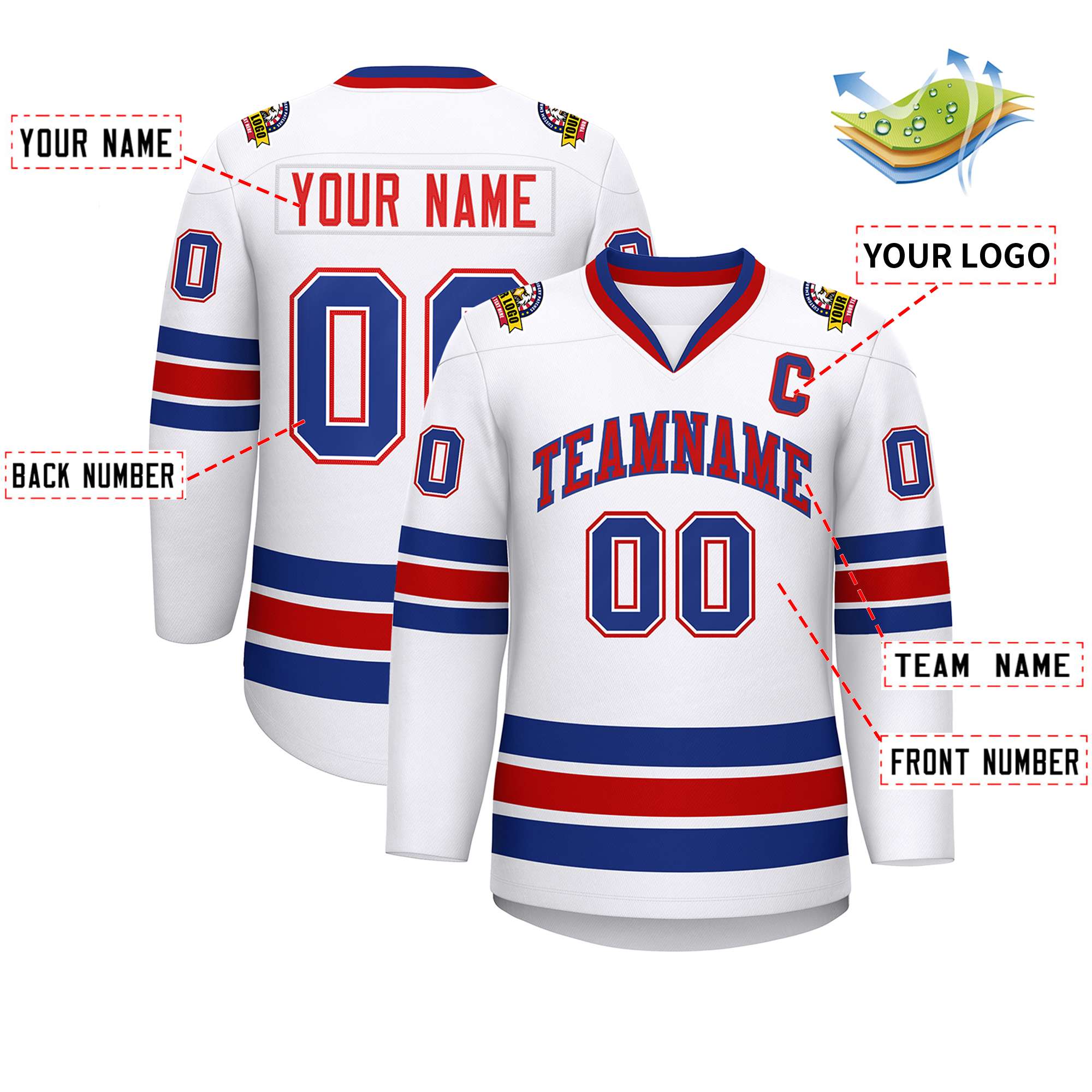 Custom White Red-Royal Classic Style Hockey Jersey | KXKSHOP