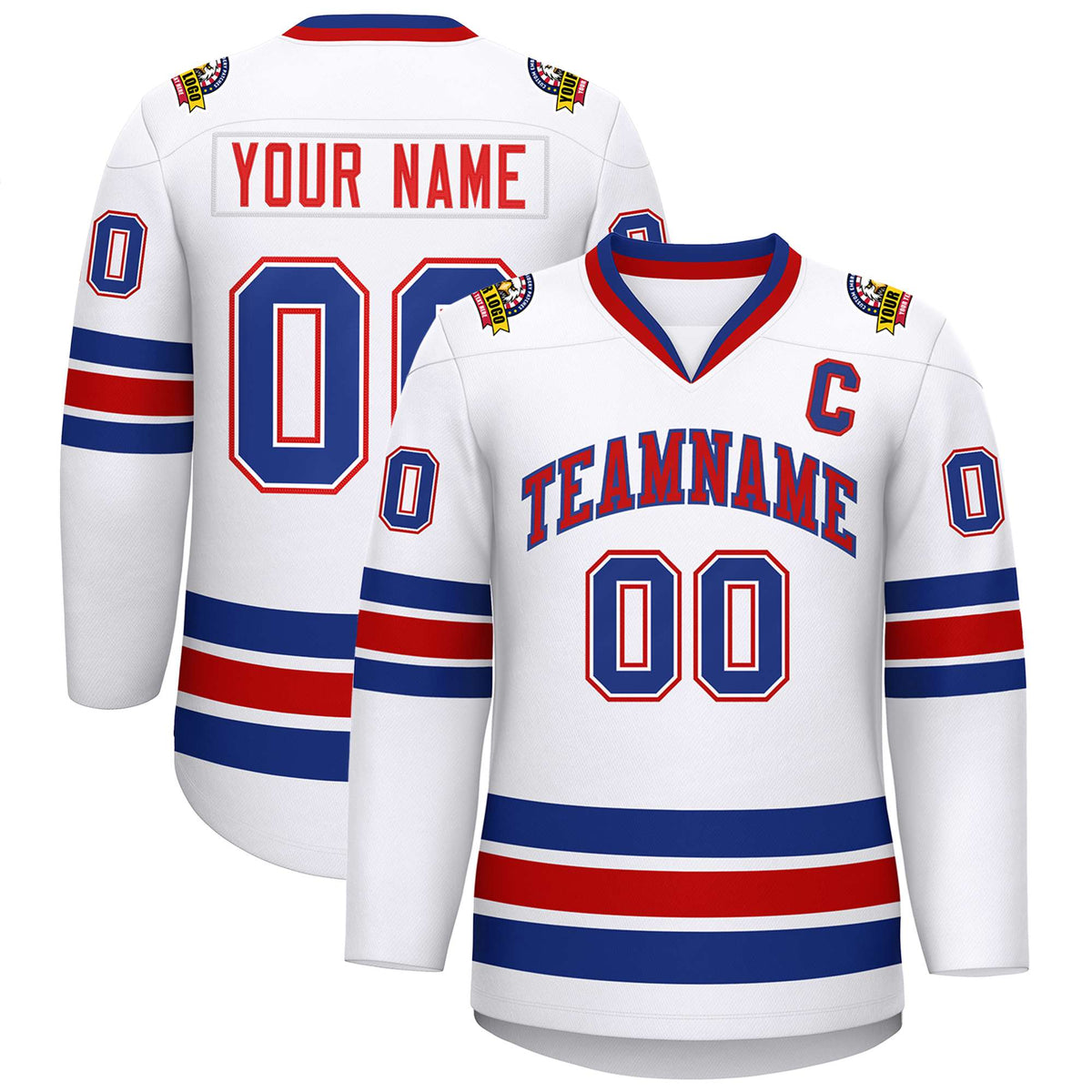 Custom White Red-Royal Classic Style Hockey Jersey | KXKSHOP