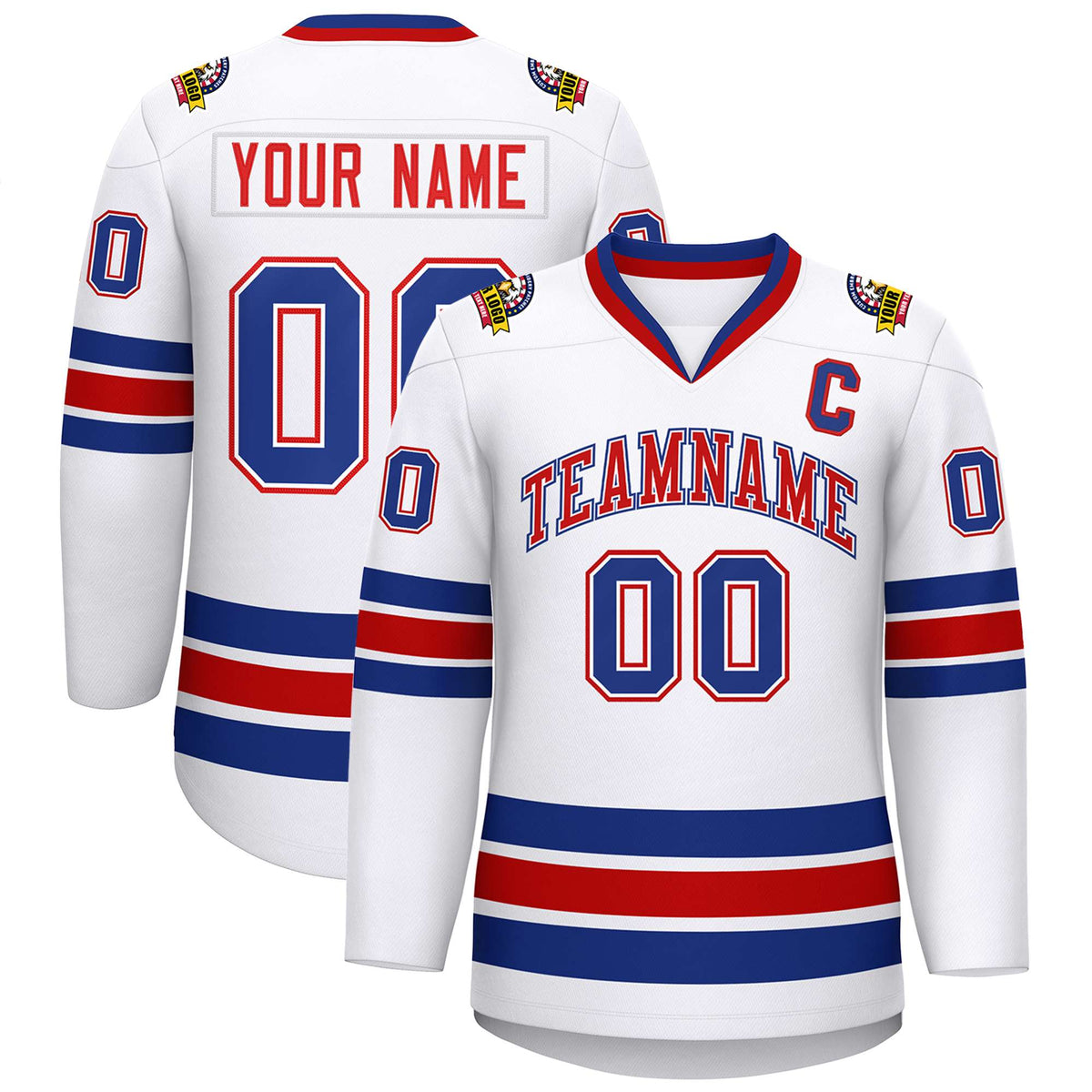Custom White Red White-Royal Classic Style Hockey Jersey | KXKSHOP
