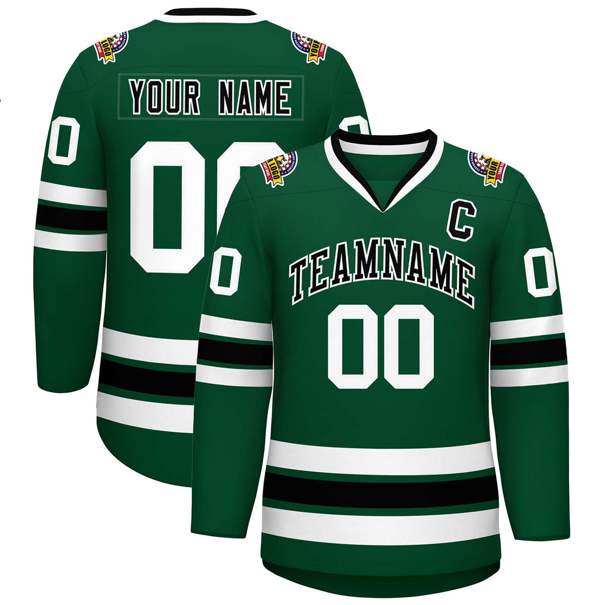 Custom Green Black-White Classic Style Hockey Jersey | KXKSHOP