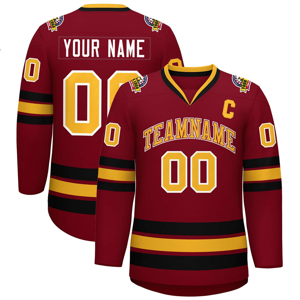 Custom Crimson Gold Crimson-White Classic Style Hockey Jersey | KXKSHOP