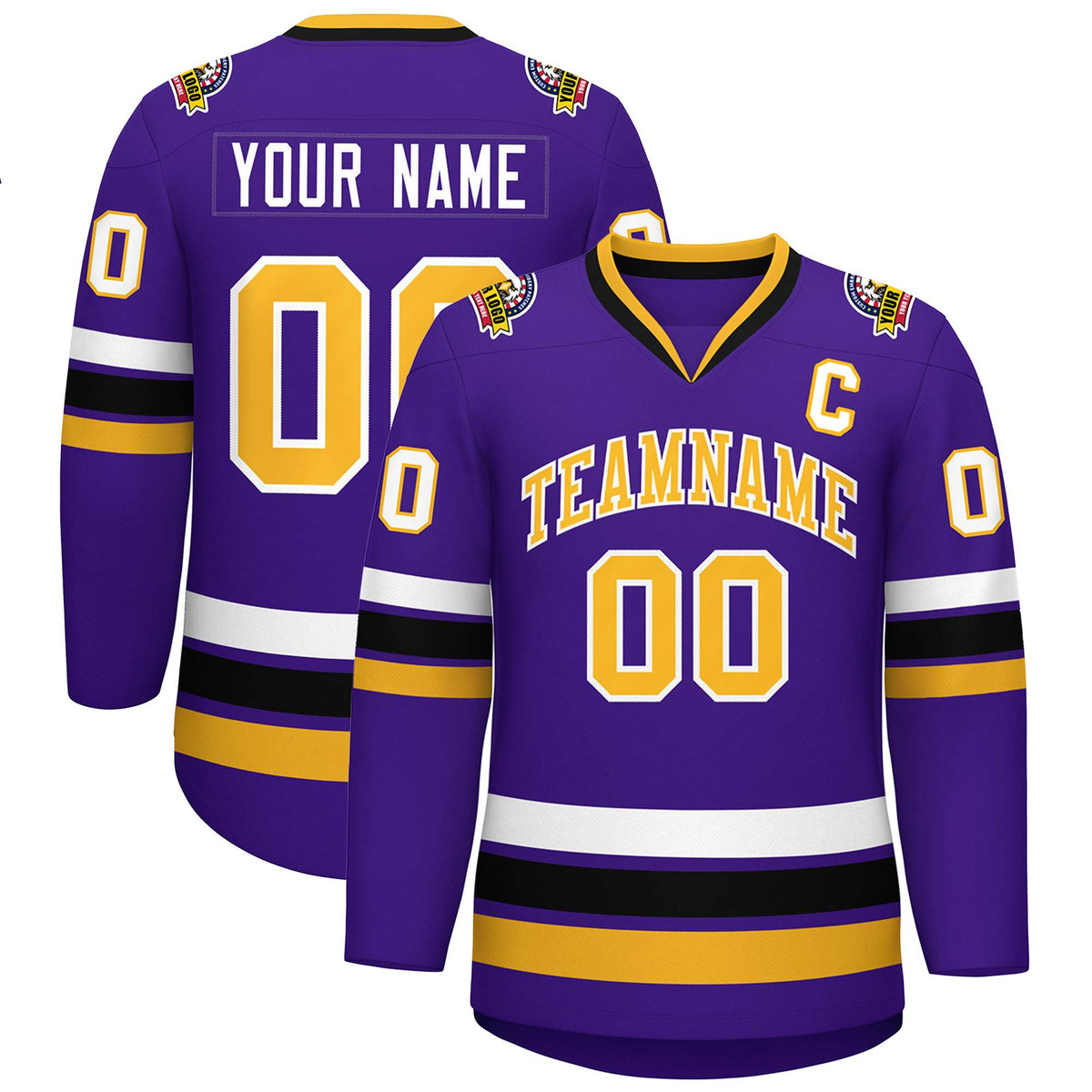 Custom Purple Gold-White Classic Style Hockey Jersey | KXKSHOP
