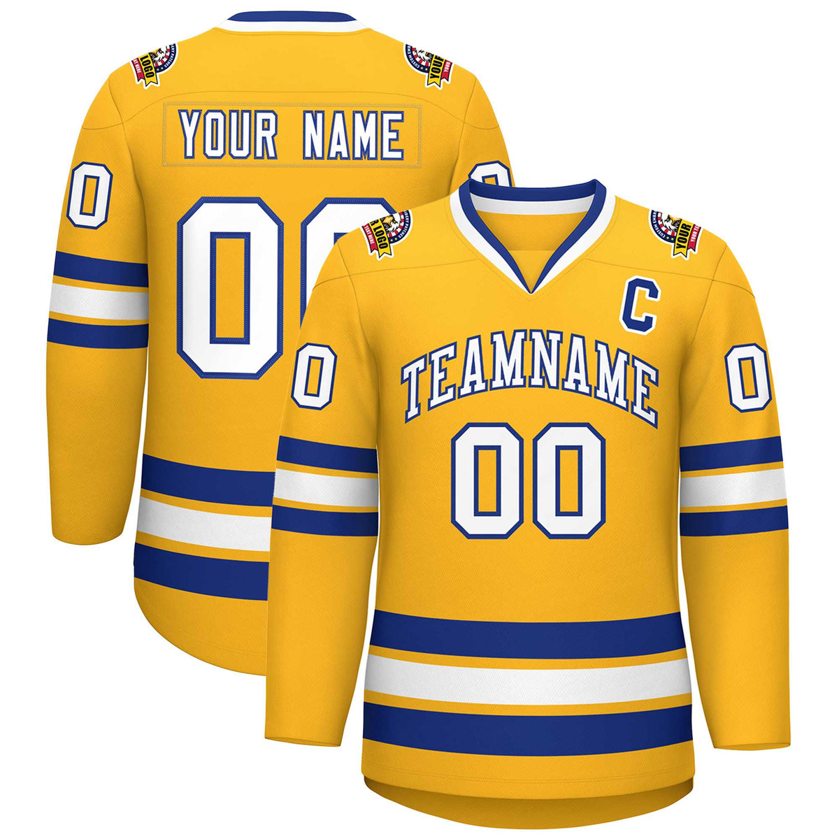 Custom Gold White-Royal Classic Style Hockey Jersey | KXKSHOP