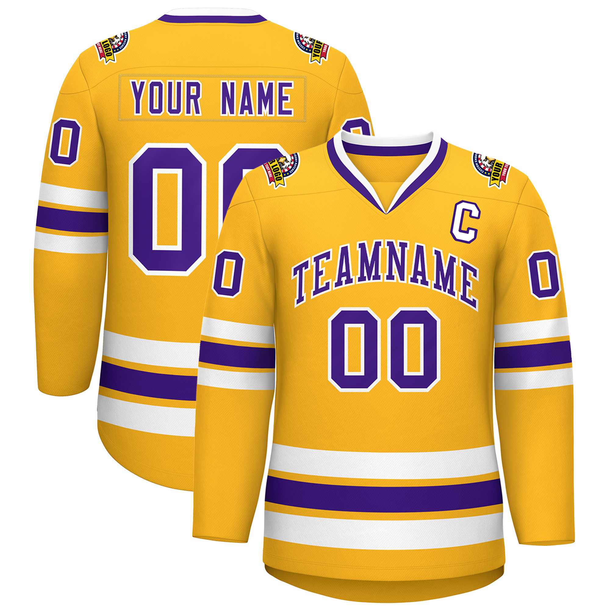 Custom Gold Purple-White Classic Style Hockey Jersey | KXKSHOP