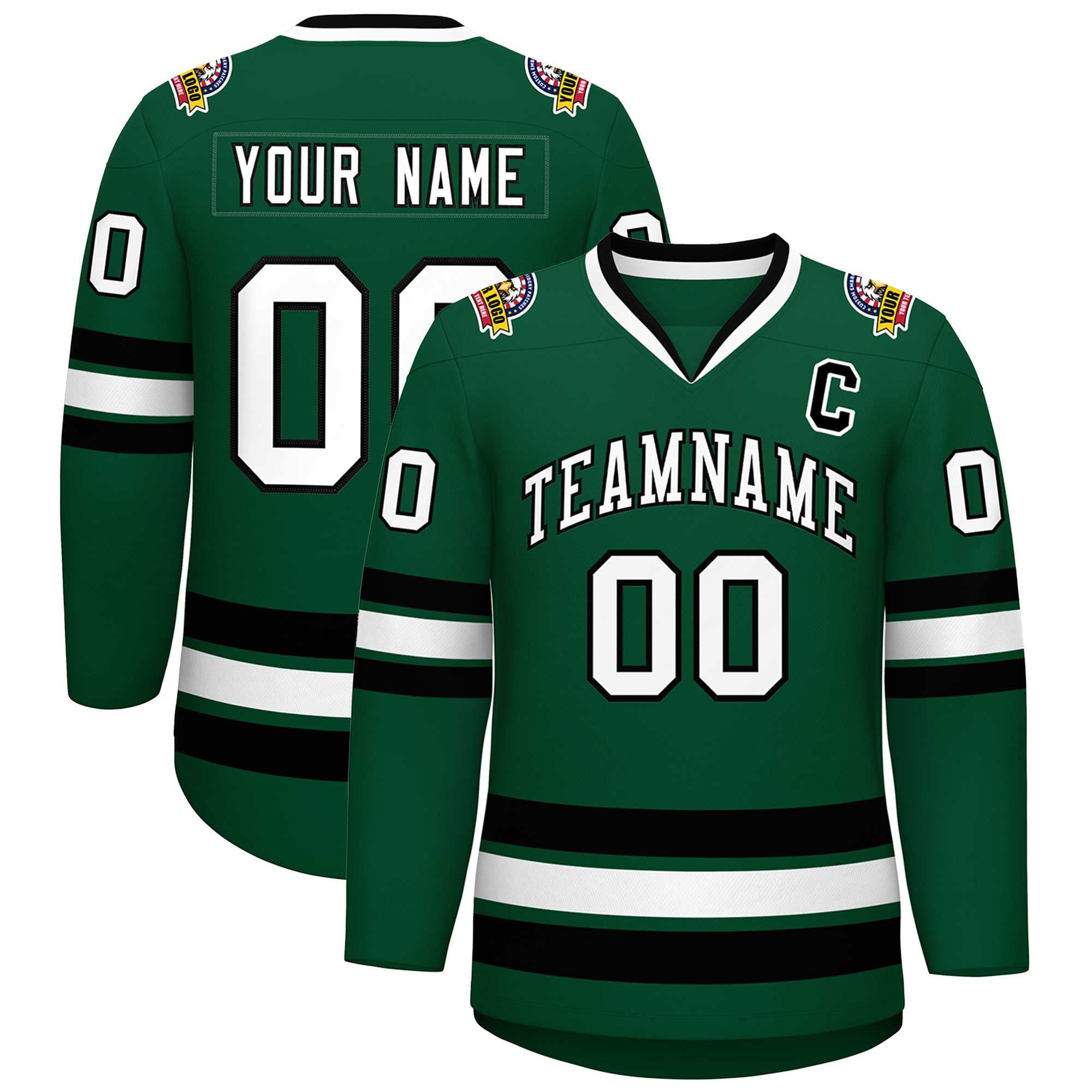 Custom Green White-Black Classic Style Hockey Jersey | KXKSHOP