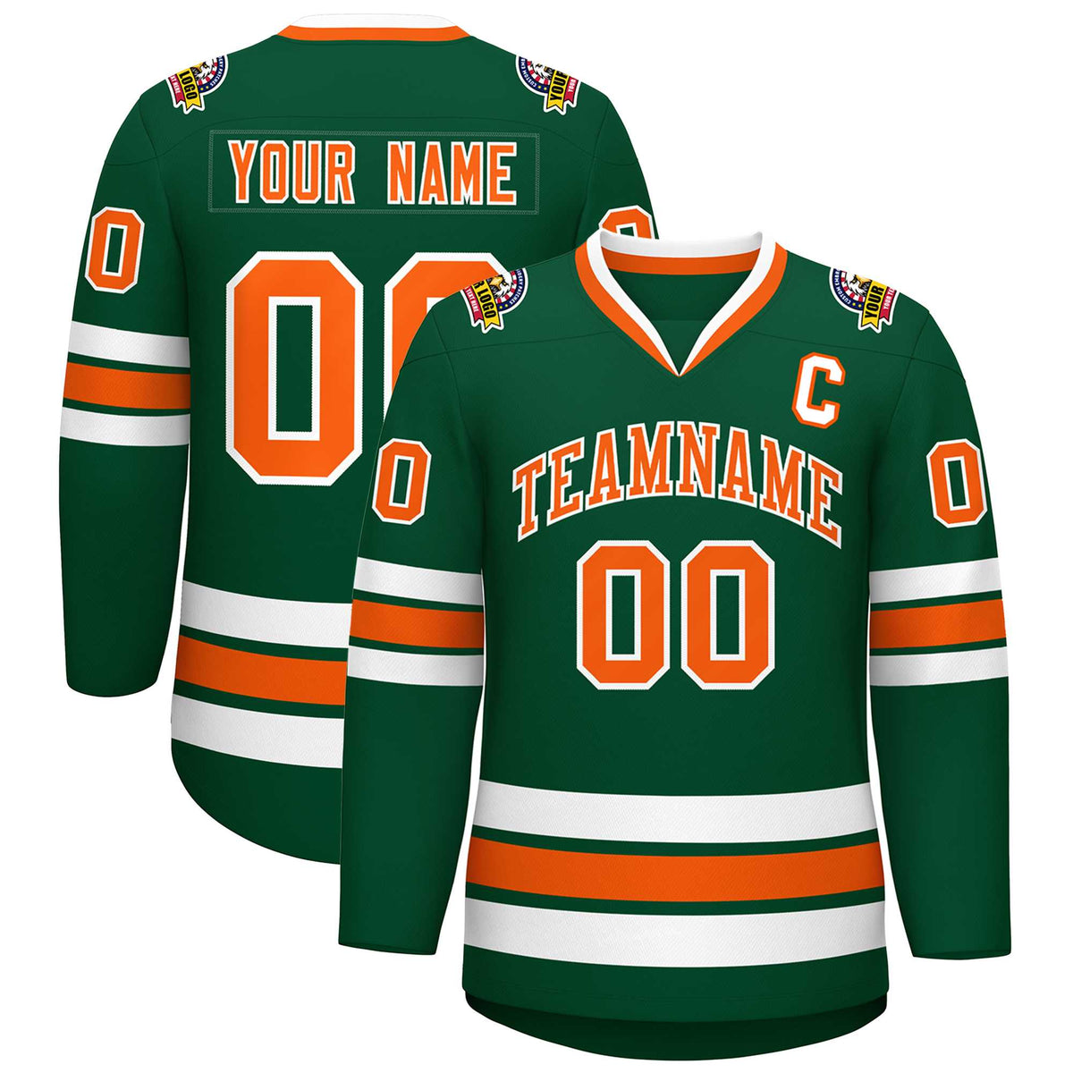 Custom Green Orange-White Classic Style Hockey Jersey | KXKSHOP