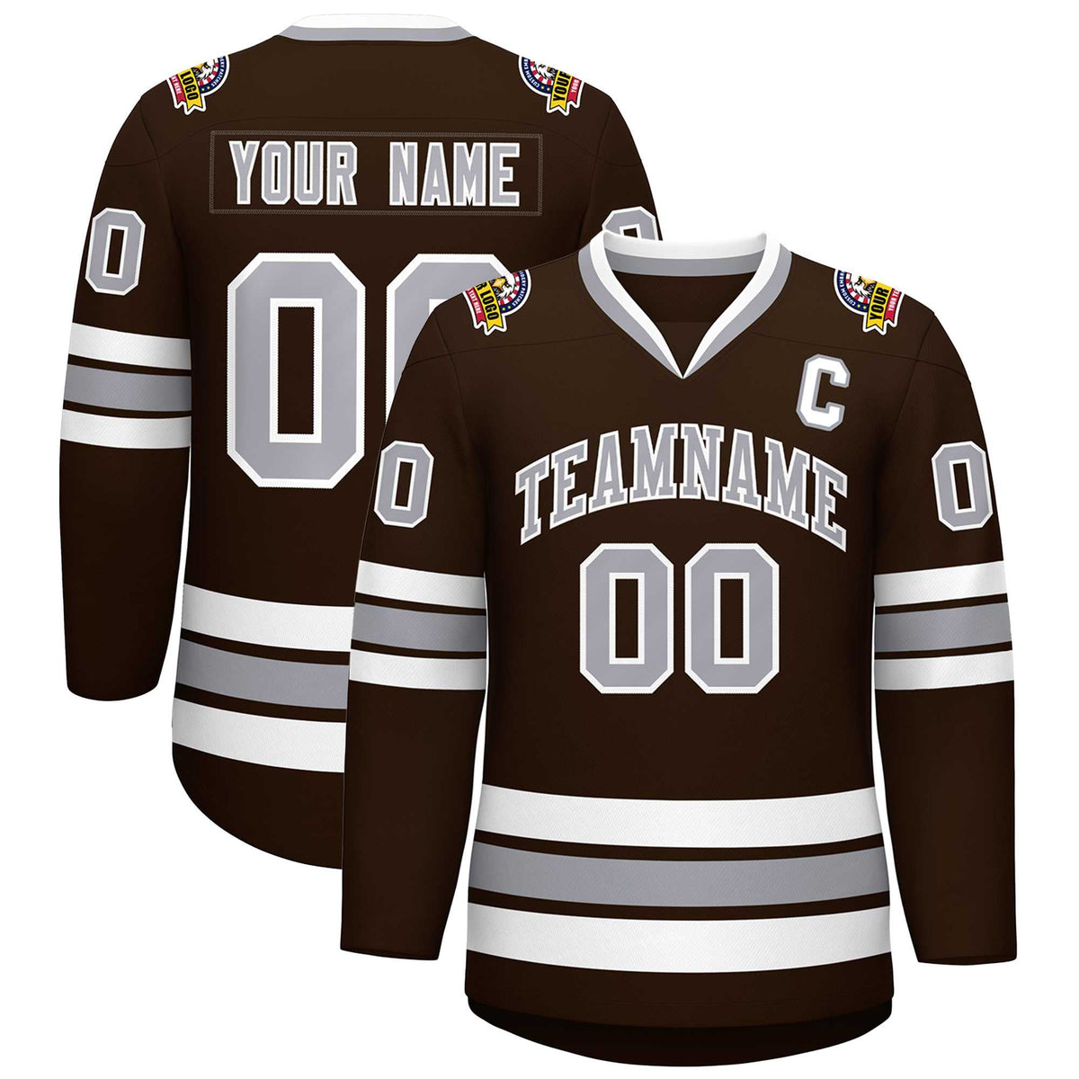 Custom Brown Gray-White Classic Style Hockey Jersey | KXKSHOP