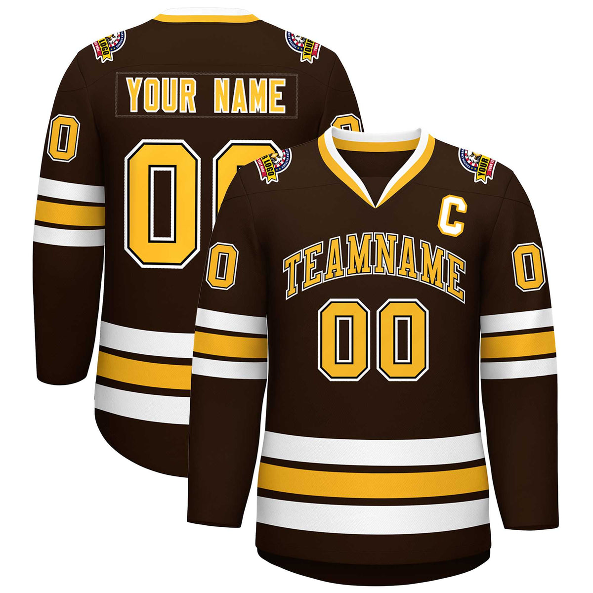 Custom Brown Gold Black-White Classic Style Hockey Jersey | KXKSHOP