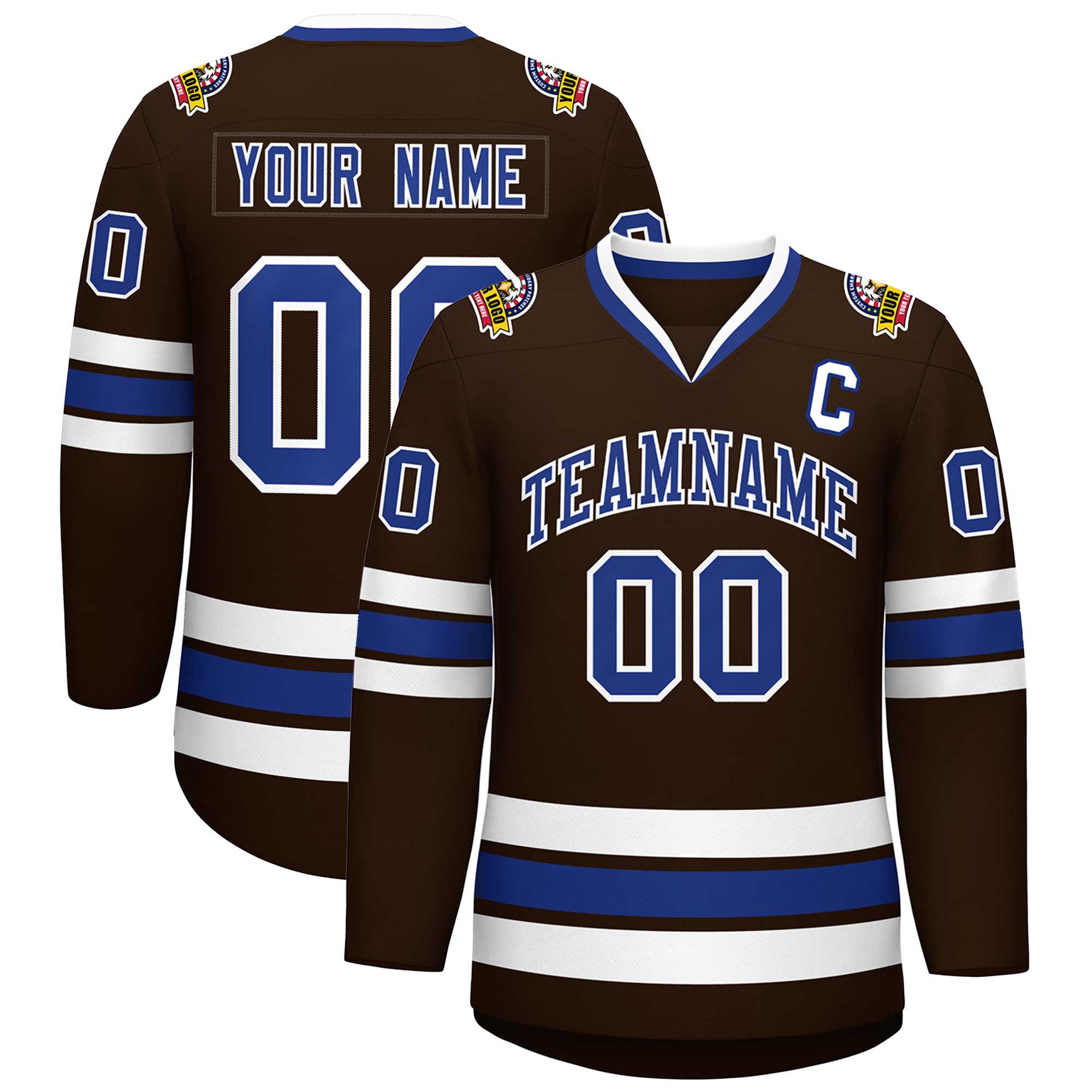 Custom Brown Royal-White Classic Style Hockey Jersey | KXKSHOP