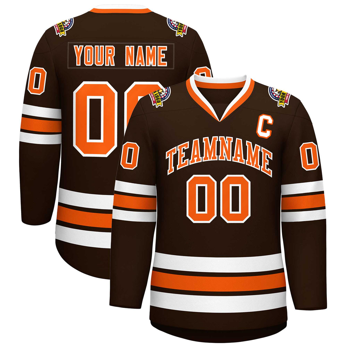Custom Brown Orange-White Classic Style Hockey Jersey | KXKSHOP
