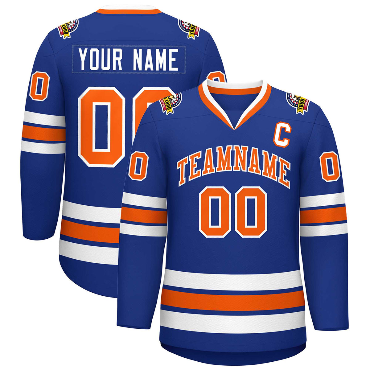 Custom Royal Orange-White Classic Style Hockey Jersey | KXKSHOP