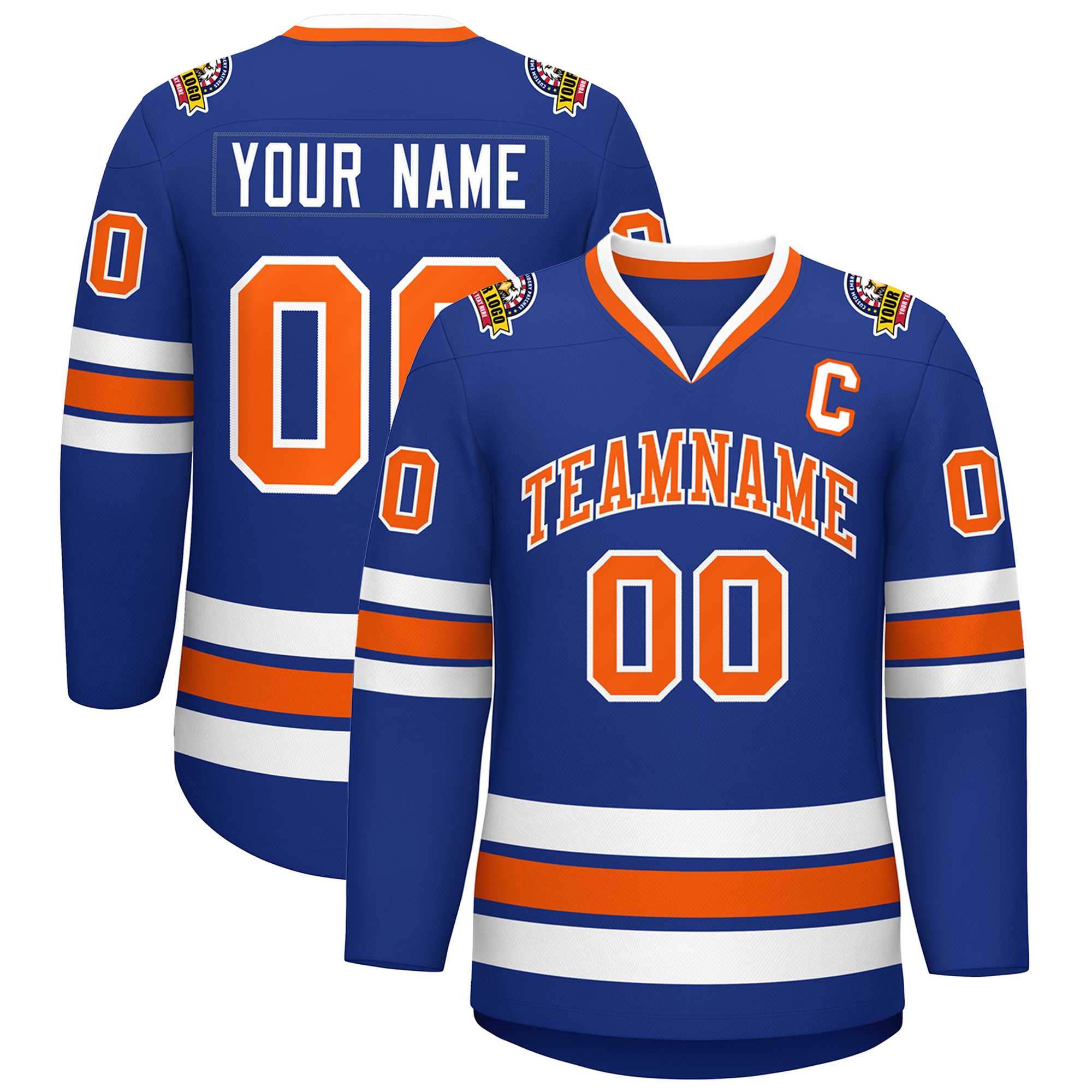 Custom Royal Orange-White Classic Style Hockey Jersey | KXKSHOP