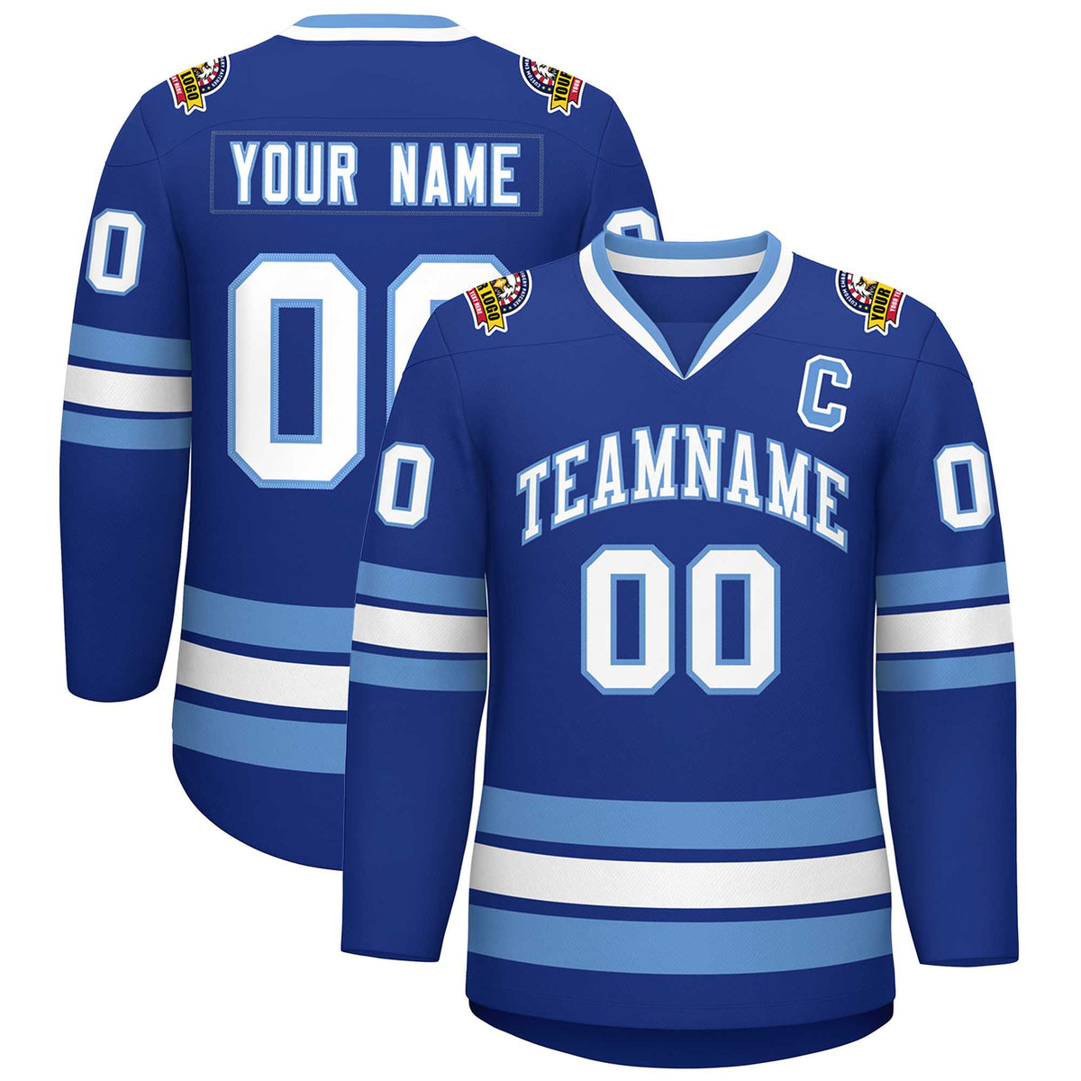Custom Royal White-Light Blue Classic Style Hockey Jersey | KXKSHOP