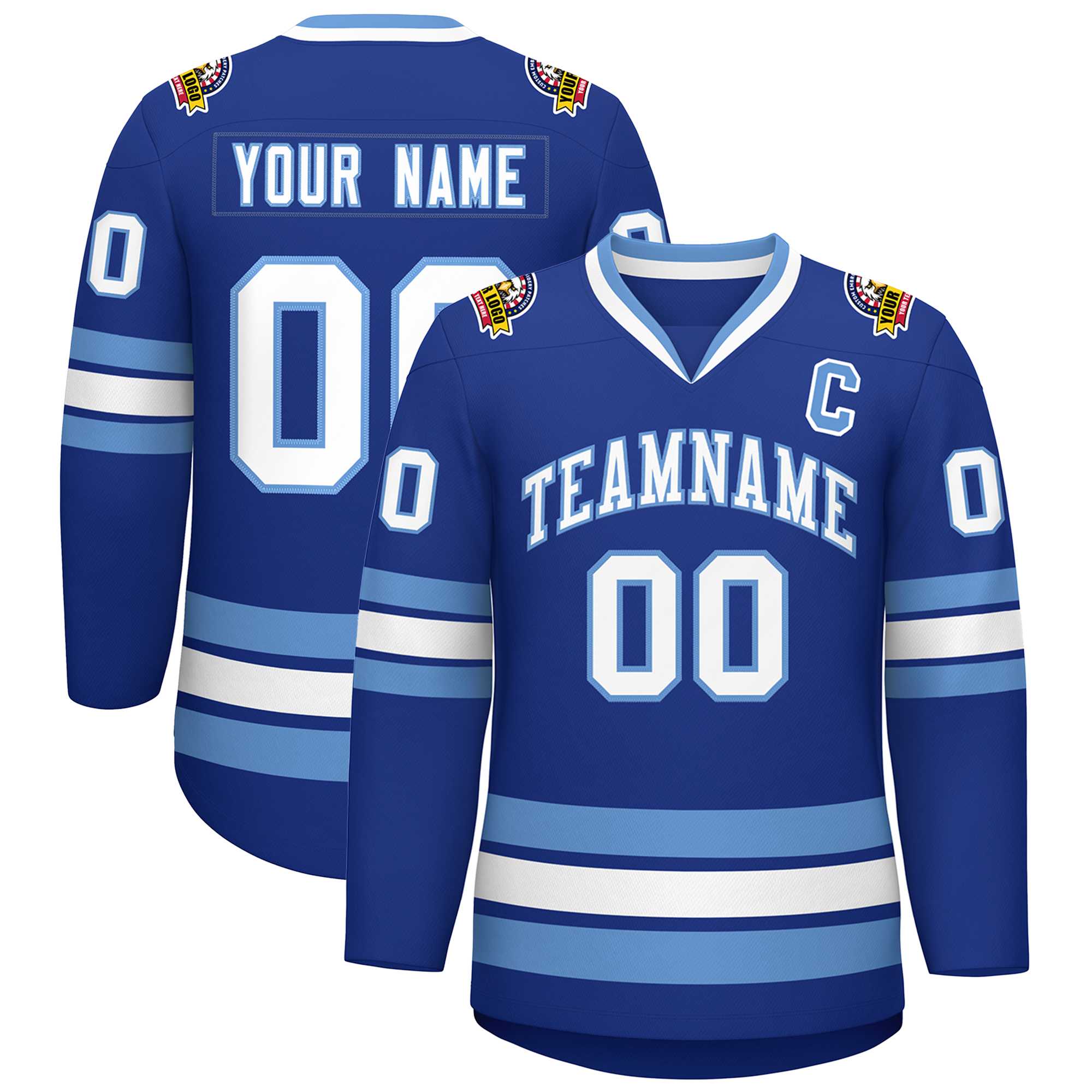 Custom Royal White-Light Blue Classic Style Hockey Jersey | KXKSHOP