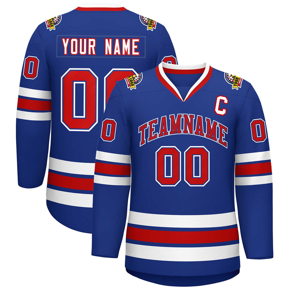 Custom Royal Red Royal-White Classic Style Hockey Jersey | KXKSHOP