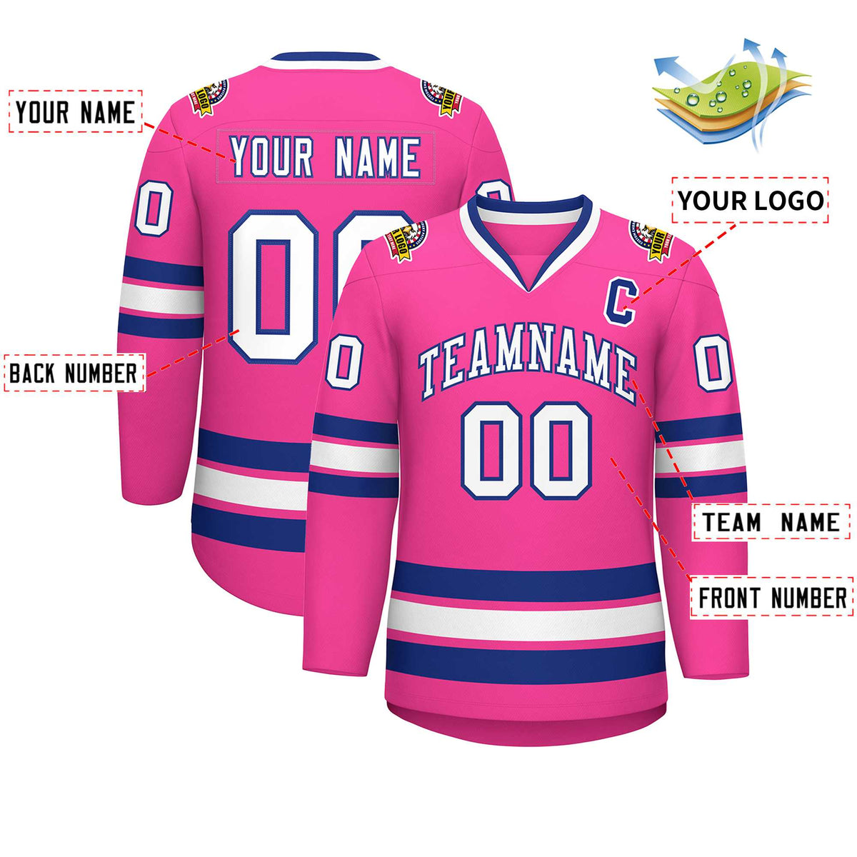 Custom Pink White-Royal Classic Style Hockey Jersey | KXKSHOP