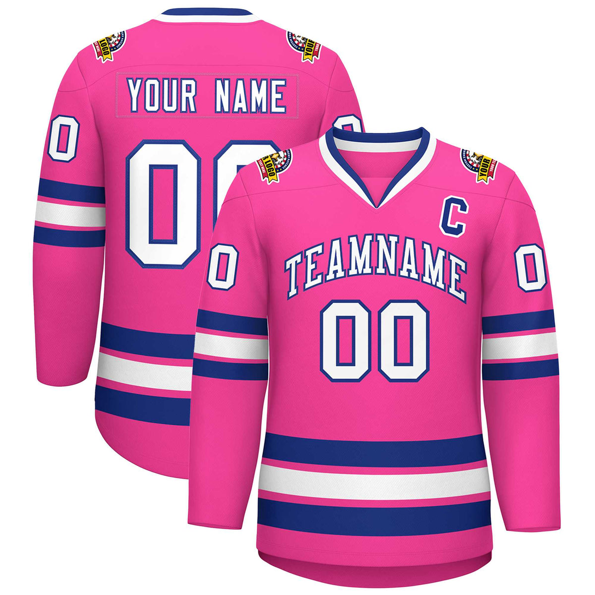 Custom Pink White-Royal Classic Style Hockey Jersey | KXKSHOP