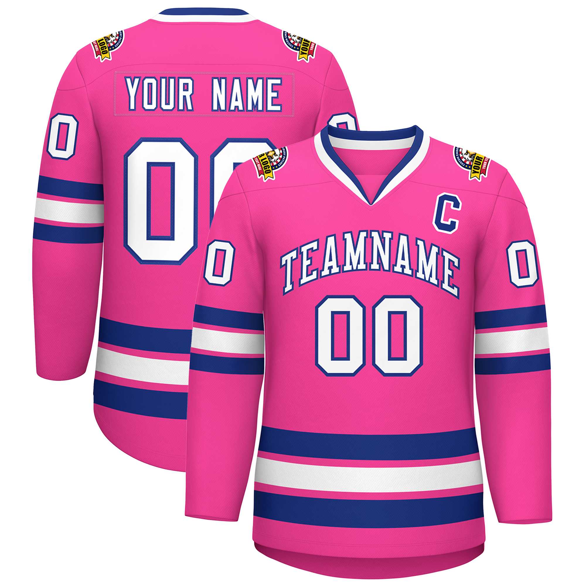 Custom Pink White-Royal Classic Style Hockey Jersey | KXKSHOP