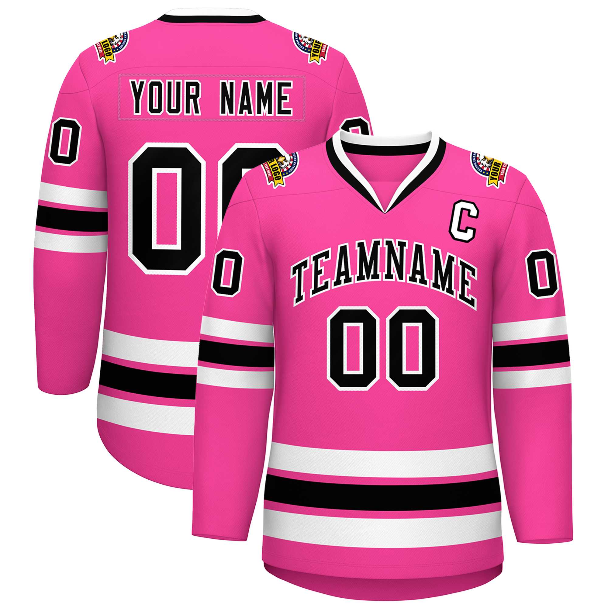 Custom Pink Black-White Classic Style Hockey Jersey | KXKSHOP