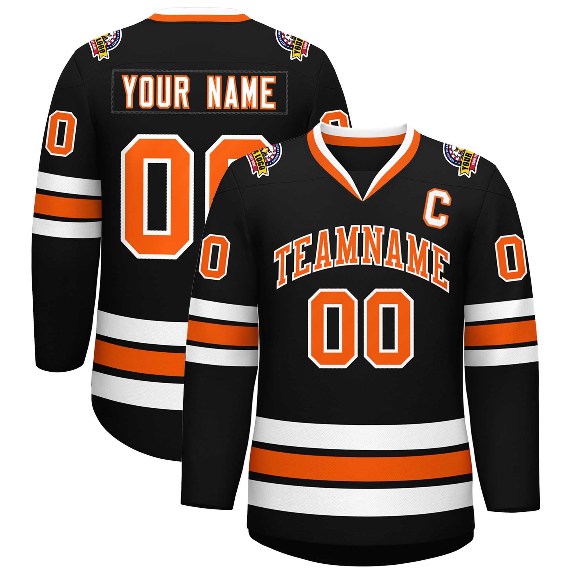 Custom Black Orange-White Classic Style Hockey Jersey | KXKSHOP