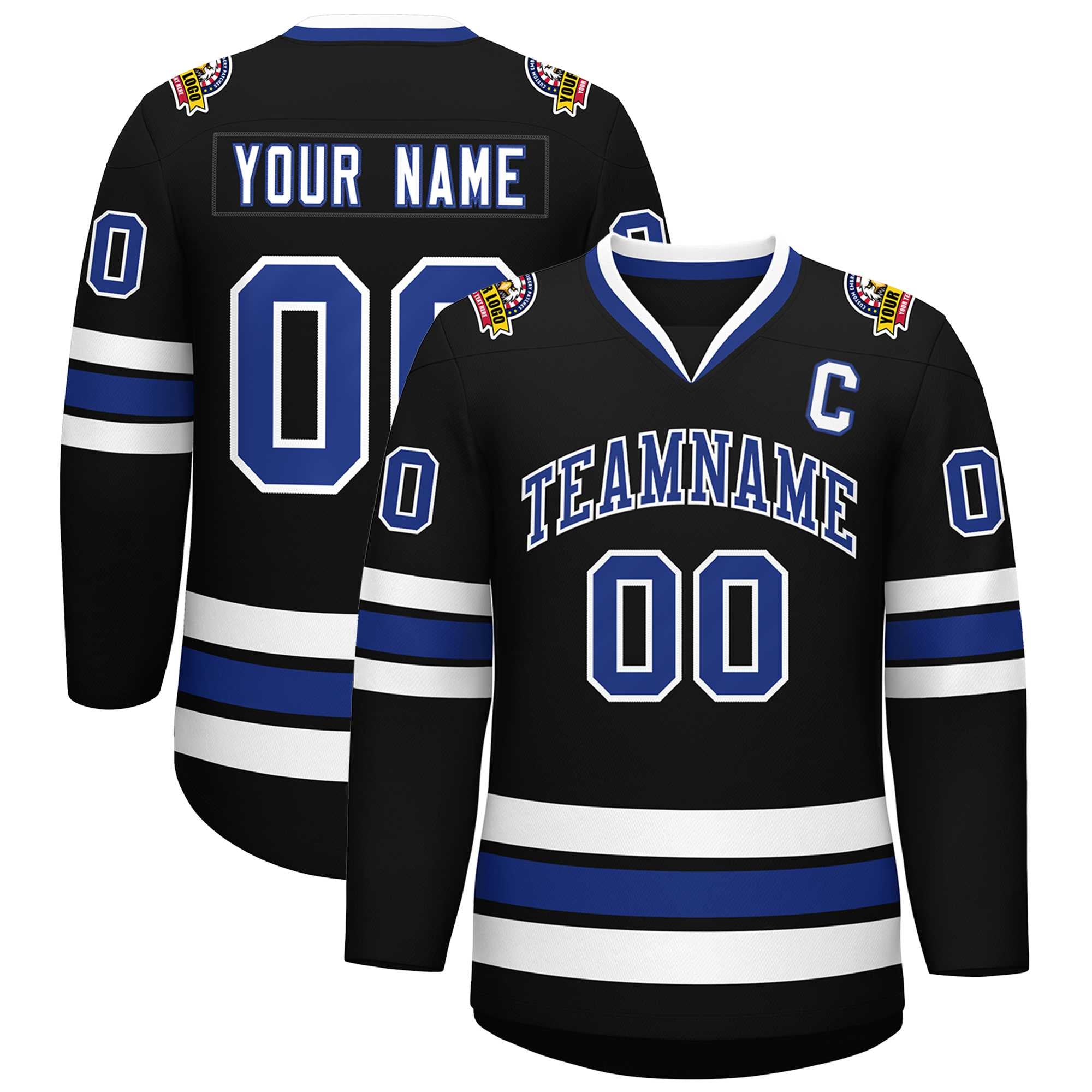 Custom Black Royal-White Classic Style Hockey Jersey | KXKSHOP