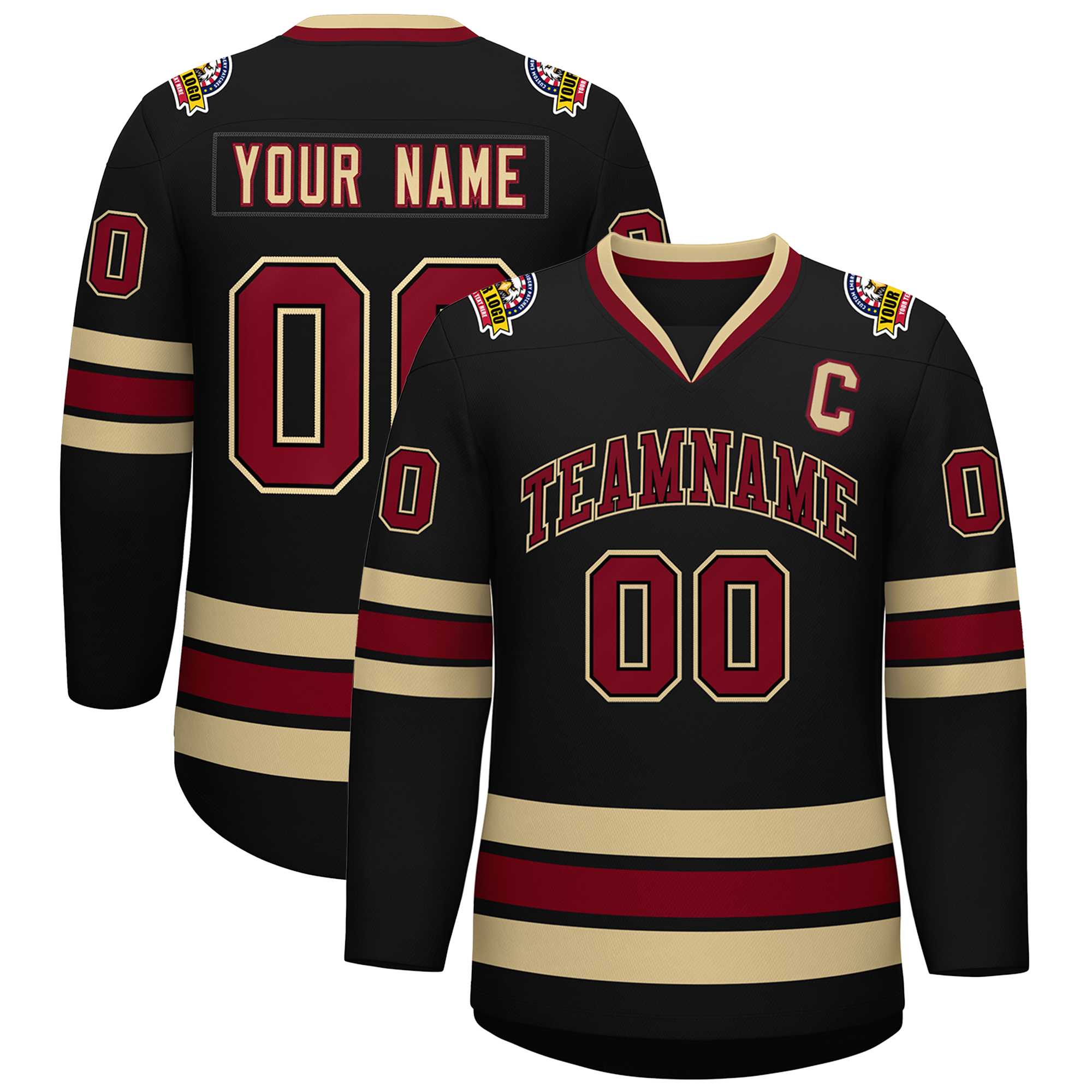 Custom Black Crimson-Black Classic Style Hockey Jersey | KXKSHOP