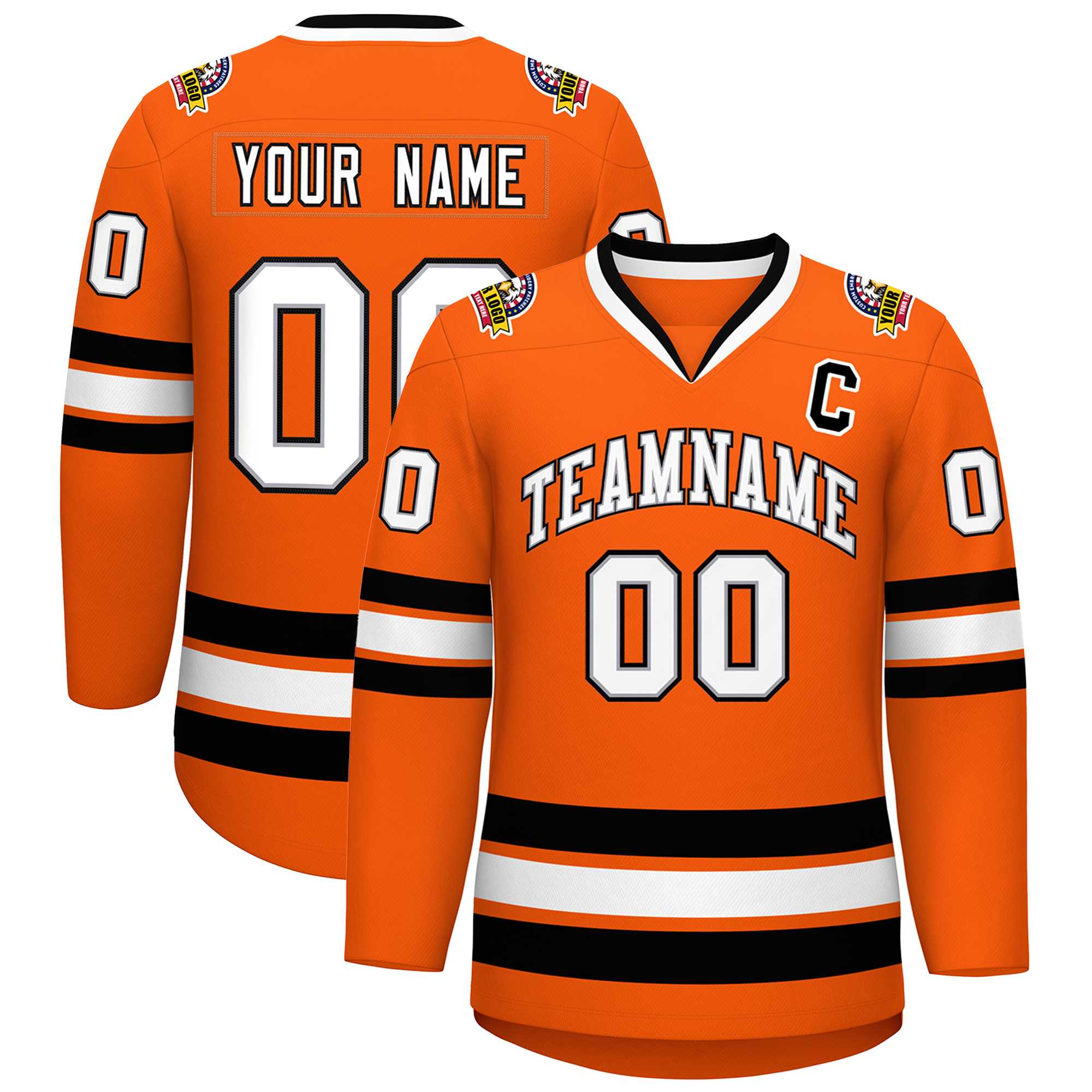 Custom Orange White Gray-Black Classic Style Hockey Jersey | KXKSHOP