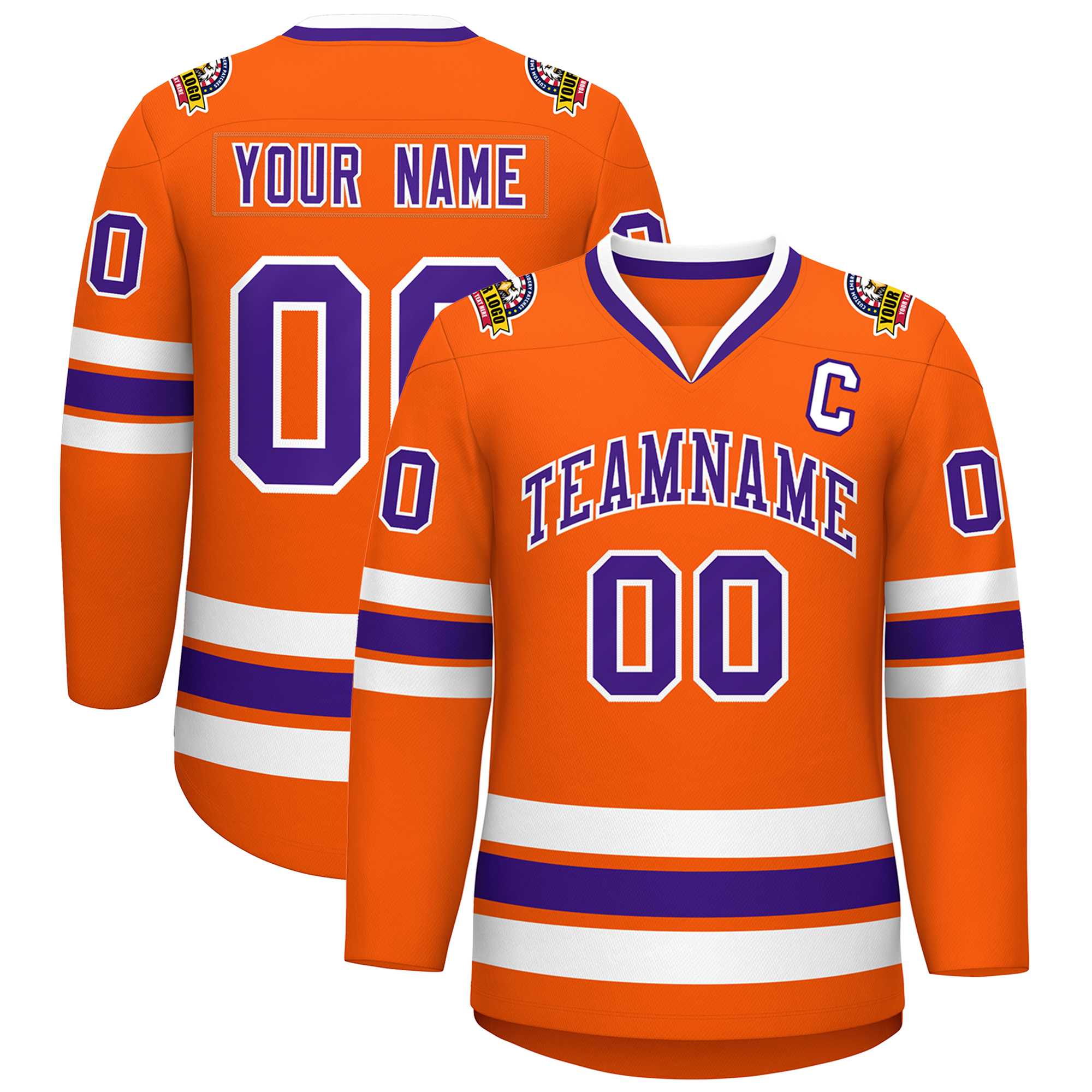 Custom Orange Purple-White Classic Style Hockey Jersey | KXKSHOP