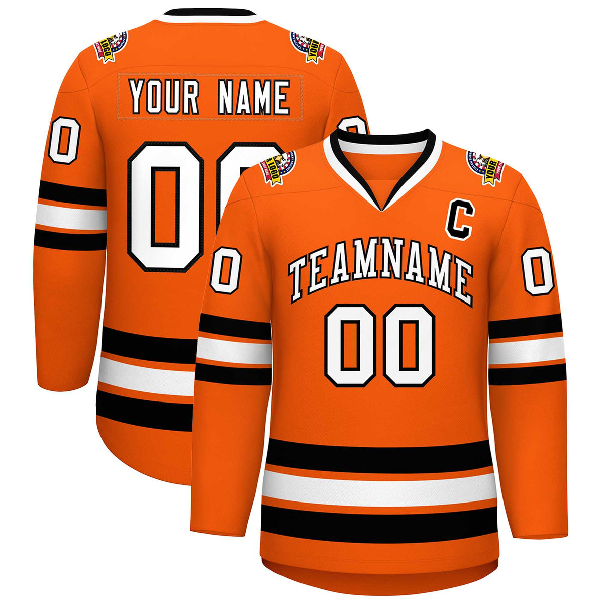 Custom Orange White-Black Classic Style Hockey Jersey | KXKSHOP