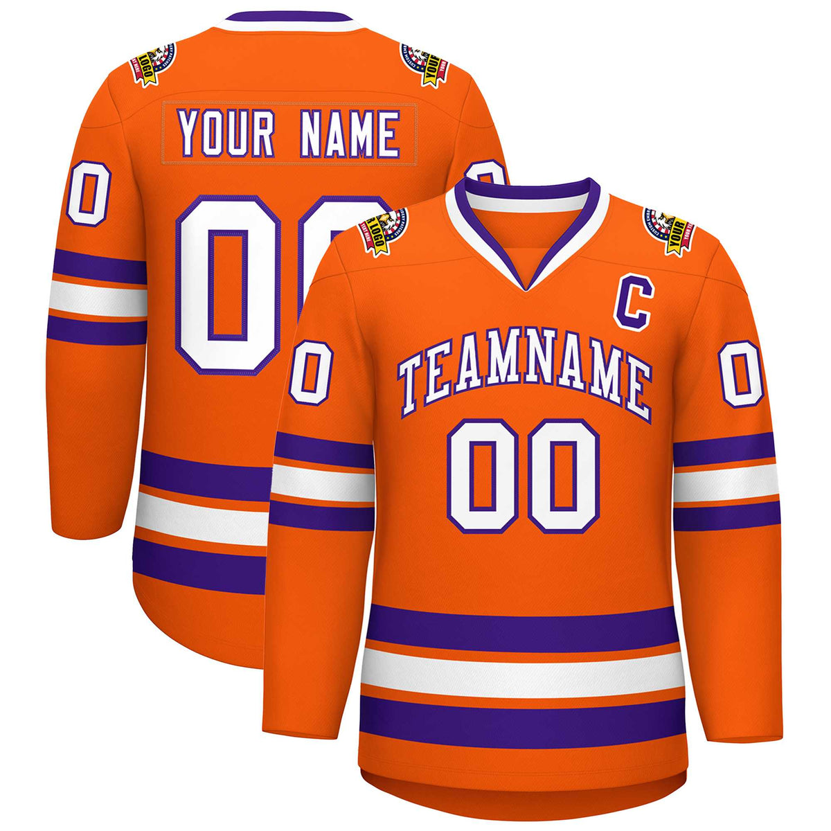 Custom Orange White-Purple Classic Style Hockey Jersey | KXKSHOP