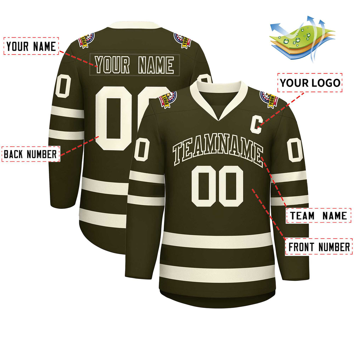 Custom Olive Olive-Khaki Classic Style Hockey Jersey | KXKSHOP