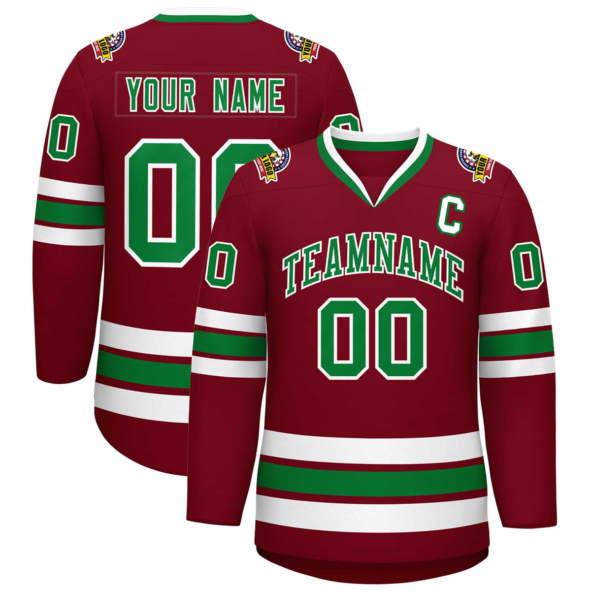 Custom Crimson Kelly Green-White Classic Style Hockey Jersey | KXKSHOP