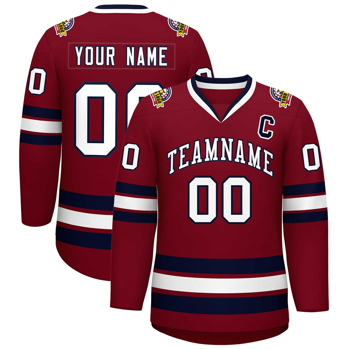 Custom Crimson White-Navy Classic Style Hockey Jersey | KXKSHOP