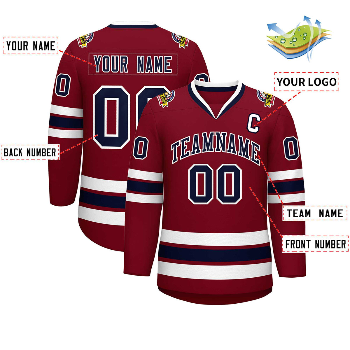 Custom Crimson Navy-White Classic Style Hockey Jersey | KXKSHOP