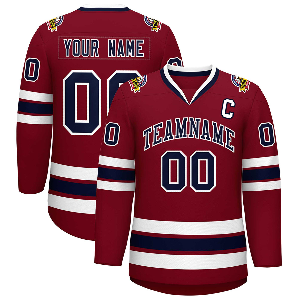 Custom Crimson Navy-White Classic Style Hockey Jersey | KXKSHOP