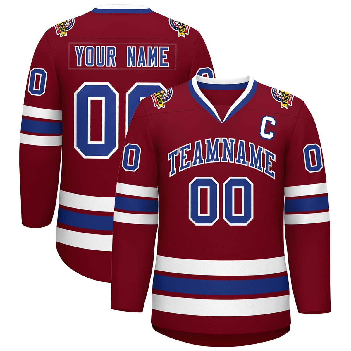 Custom Crimson Royal-White Classic Style Hockey Jersey | KXKSHOP