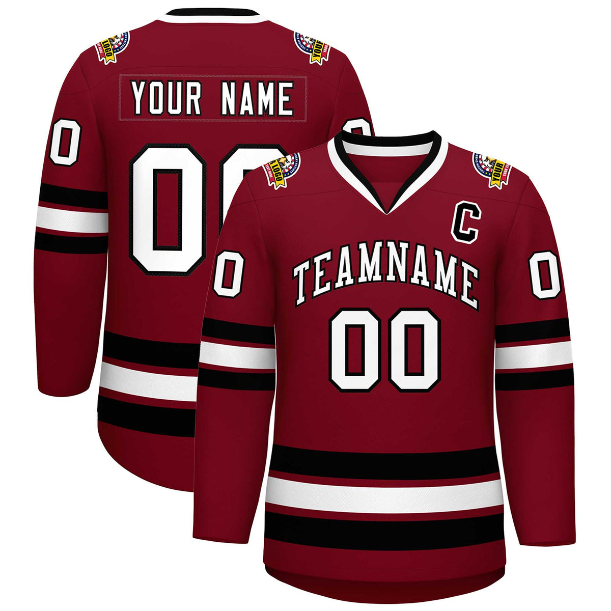 Custom Crimson White-Black Classic Style Hockey Jersey | KXKSHOP