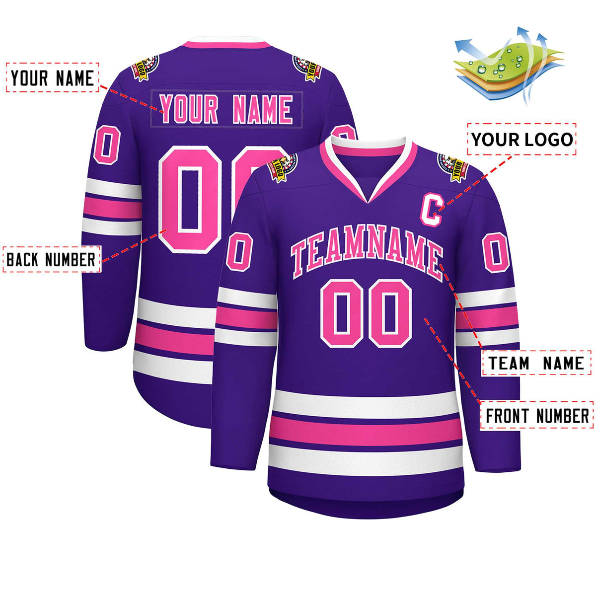 Custom Purple Pink-White Classic Style Hockey Jersey | KXKSHOP