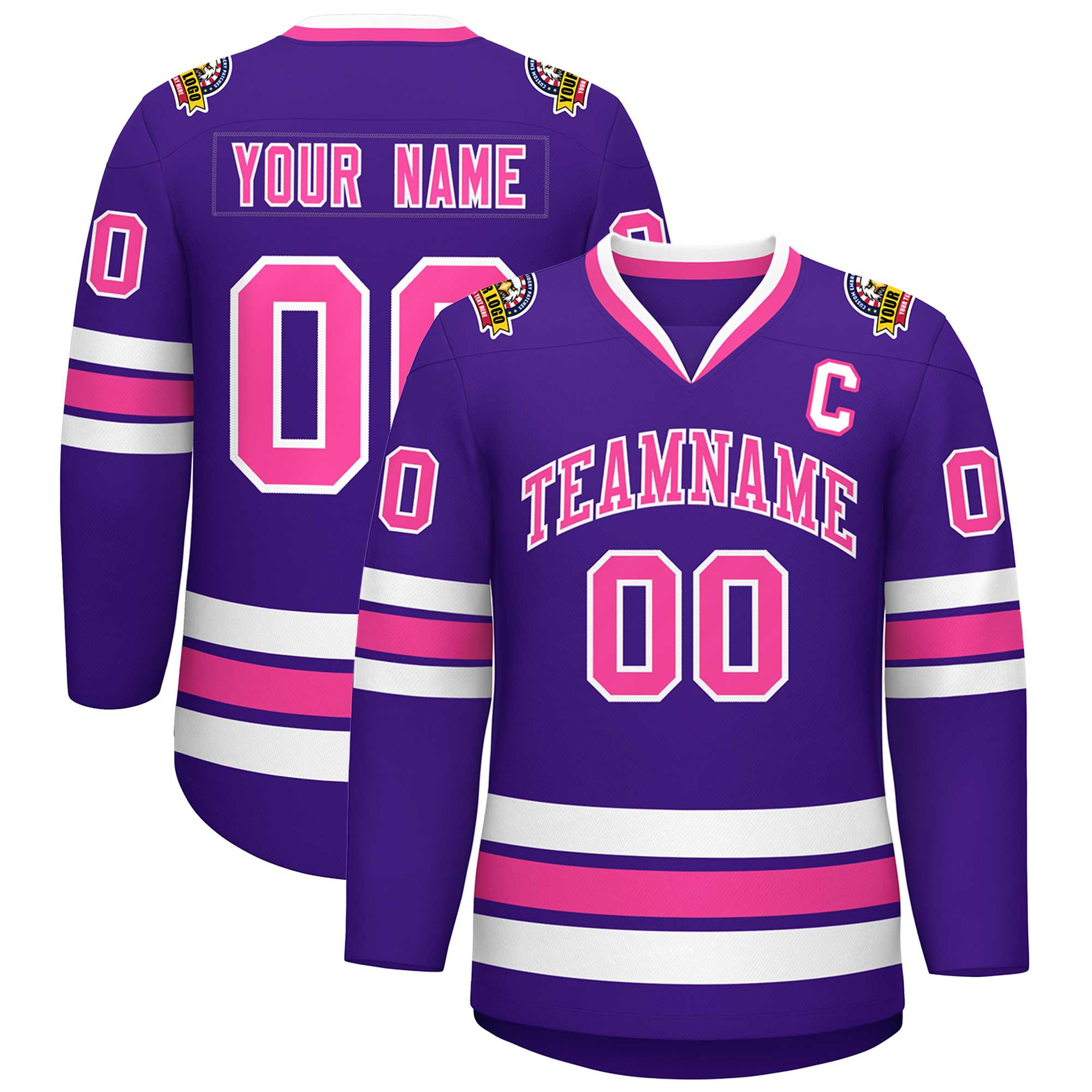 Custom Purple Pink-White Classic Style Hockey Jersey | KXKSHOP