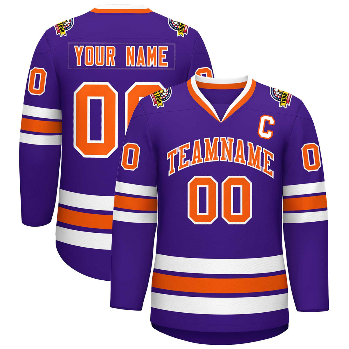 Custom Purple Orange-White Classic Style Hockey Jersey | KXKSHOP