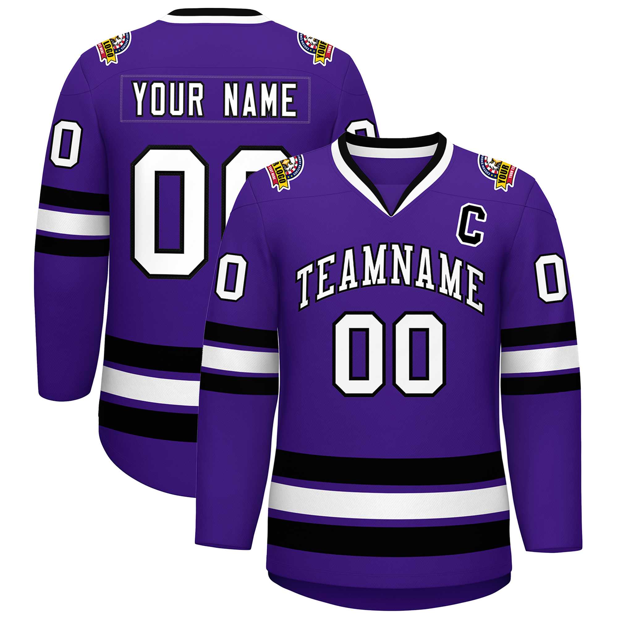 Custom Purple White-Black Classic Style Hockey Jersey | KXKSHOP