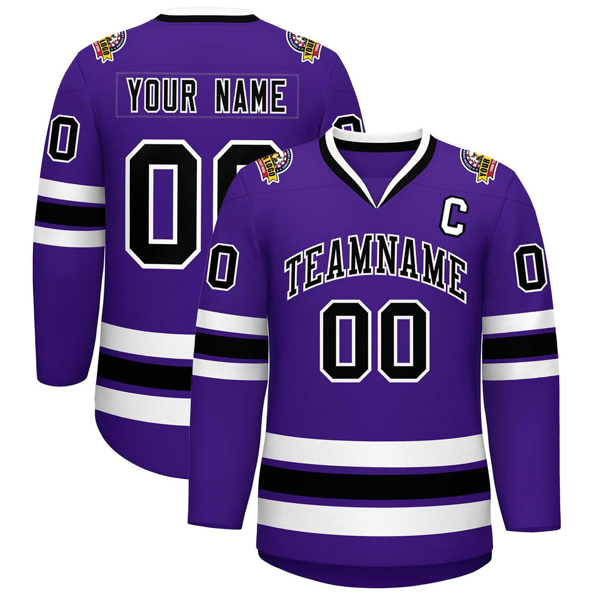 Custom Purple Black-White Classic Style Hockey Jersey | KXKSHOP