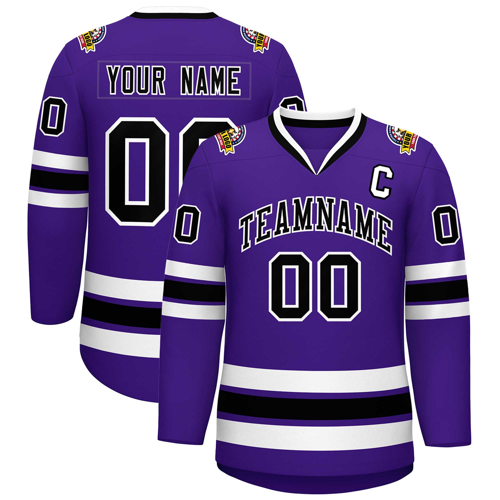 Custom Purple Black-White Classic Style Hockey Jersey | KXKSHOP