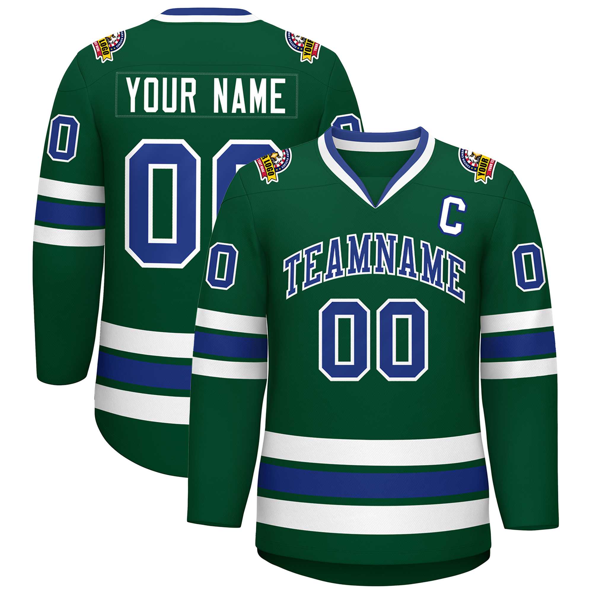 Custom Green Royal-White Classic Style Hockey Jersey | KXKSHOP
