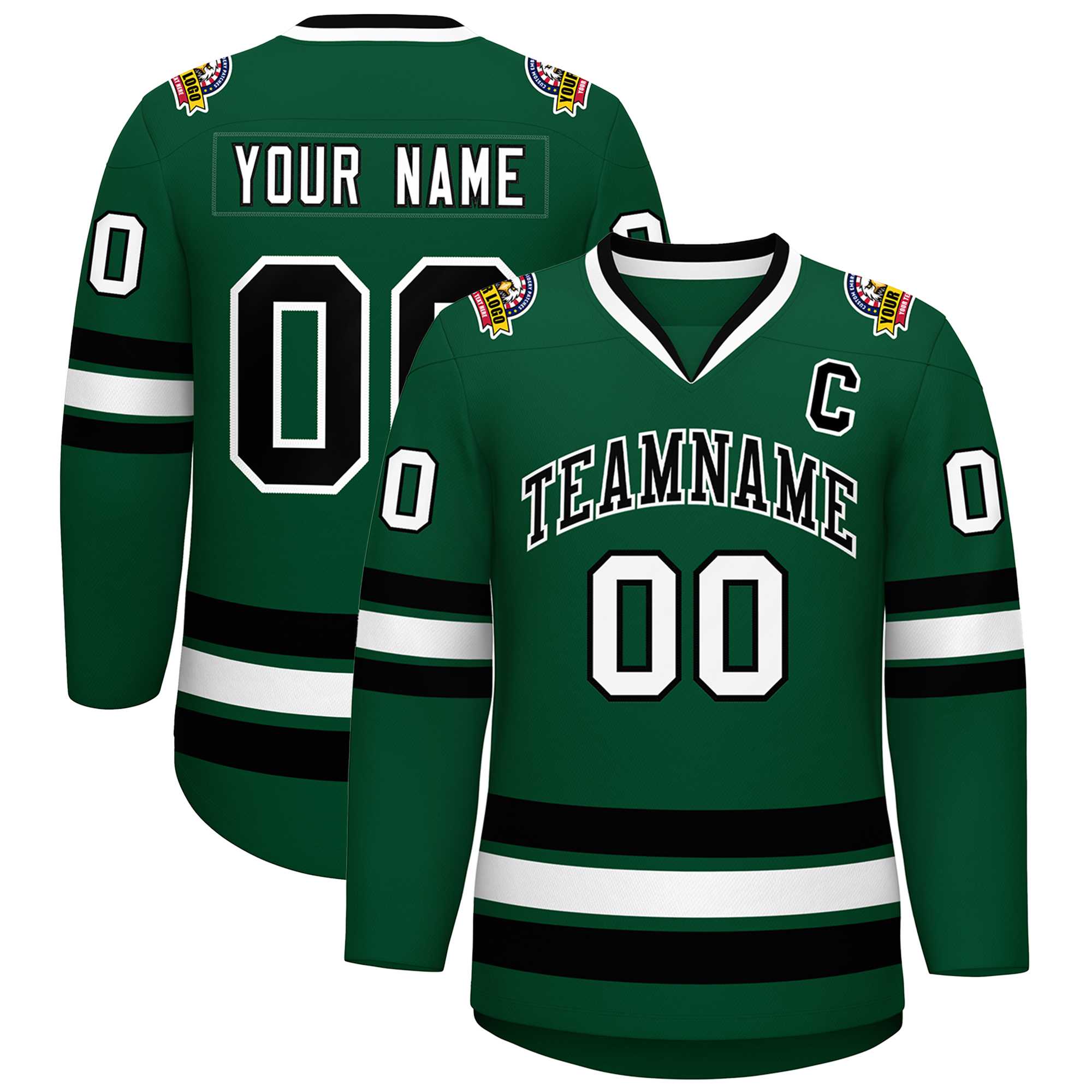 Custom Green Black-White Classic Style Hockey Jersey | KXKSHOP
