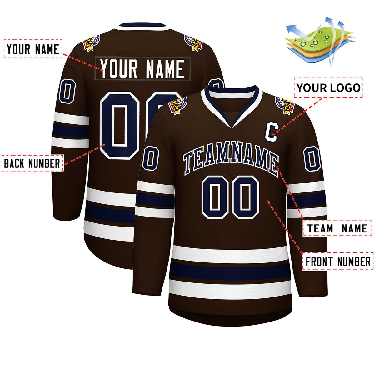 Custom Brown Navy-White Classic Style Hockey Jersey | KXKSHOP