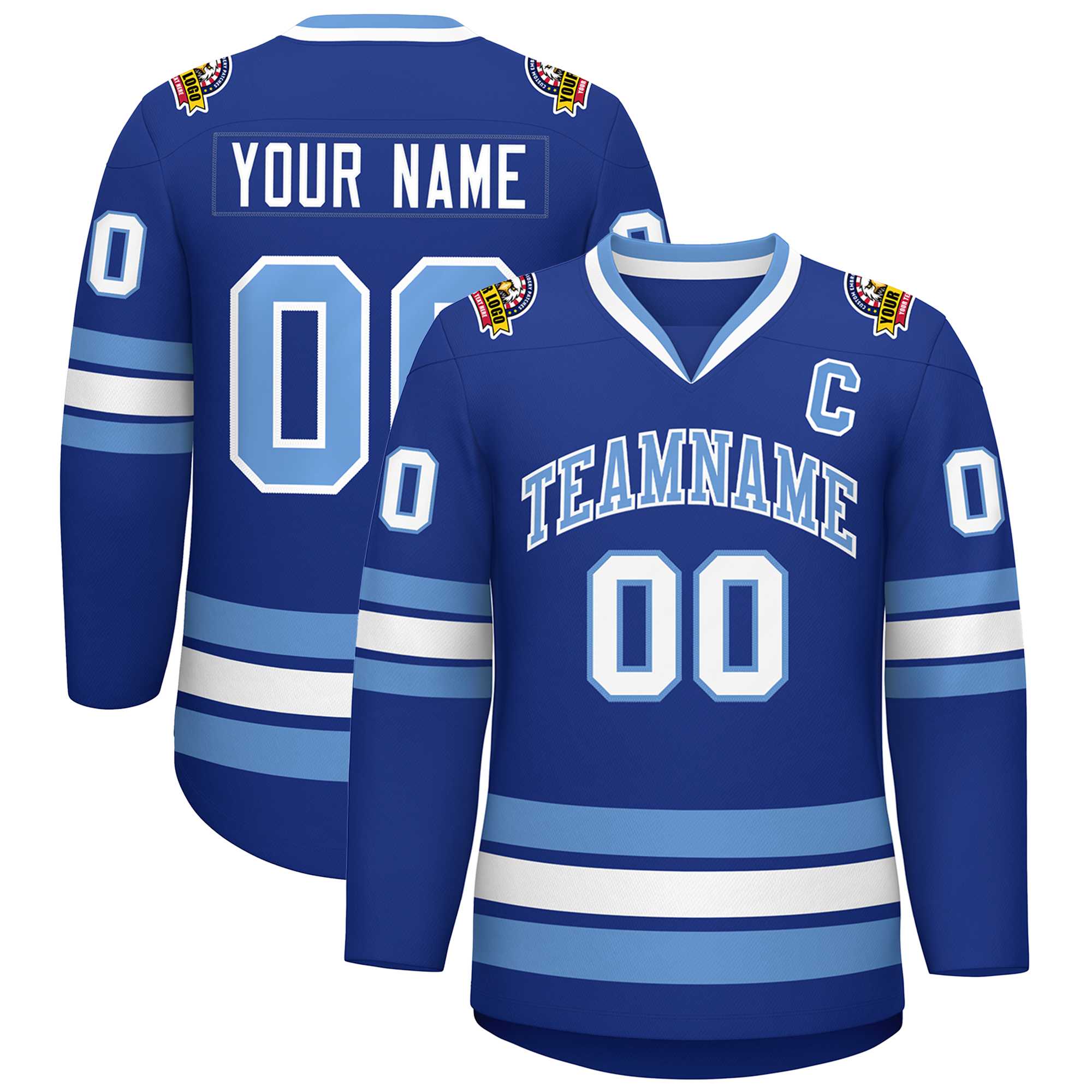 Custom Royal Light Blue-White Classic Style Hockey Jersey | KXKSHOP